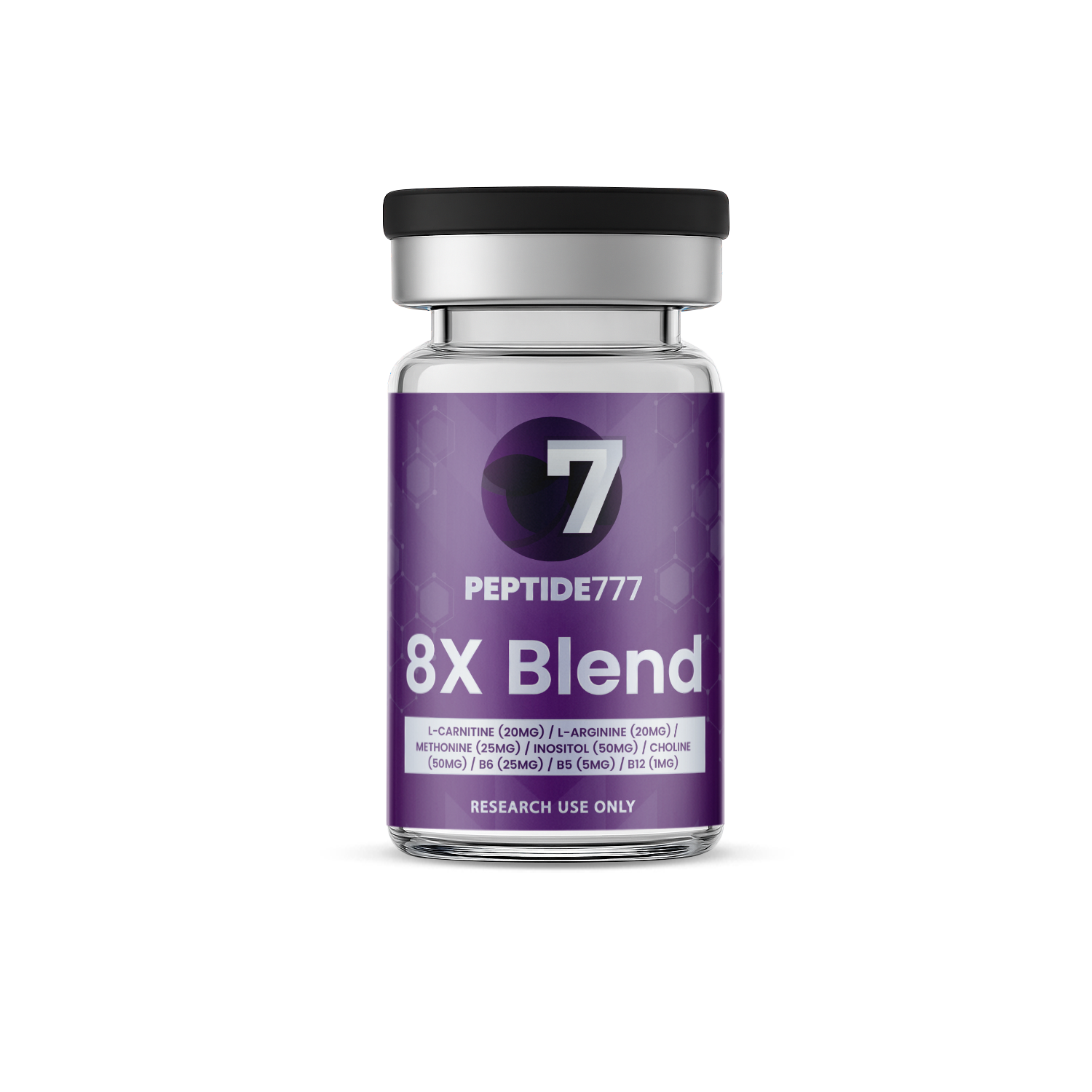 8X Blend L-Carnitine (20mg) / L-Arginine (20mg) / Methonine (25mg) / Inositol (50mg) / Choline (50mg) / B6 (25mg) / B5 (5mg) / B12 (1mg)
